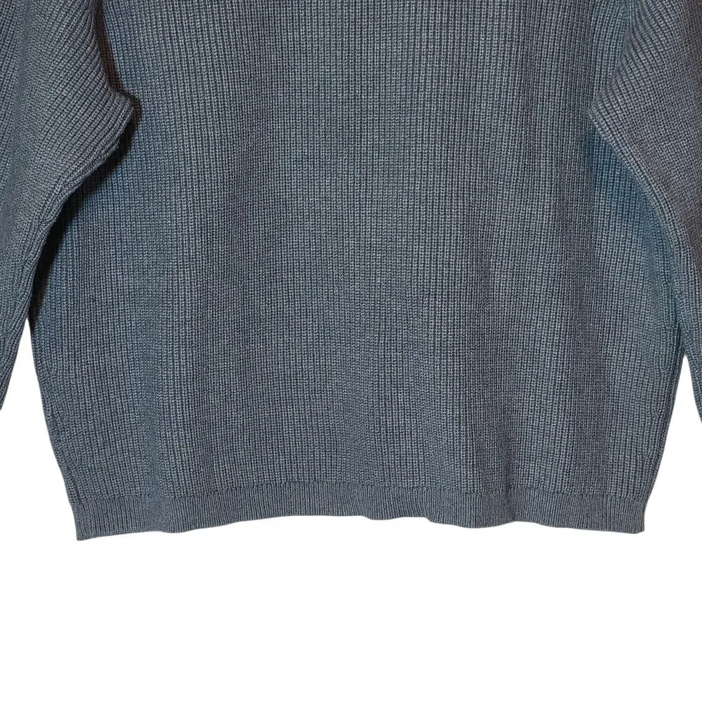 J.Crew Rib Knit Round Neck Long Sleeve Sweater Blue M Preppy Classic